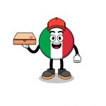 italy flag illustration as a pizza deliveryman , character design
